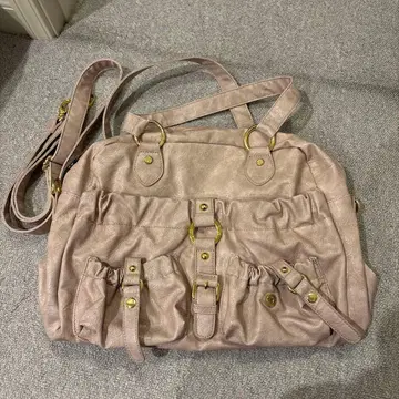 베이지 핑크 합성 피혁 숄더백 BENNE