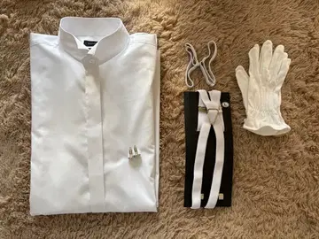 신랑 잡화 5종 세트: 서스펜더, 암밴드, 장갑, 커프스 단추, 셔츠 L