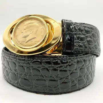 레어품 케네디 코인 벨트 버클 크로커다일 패턴 1991 블랙