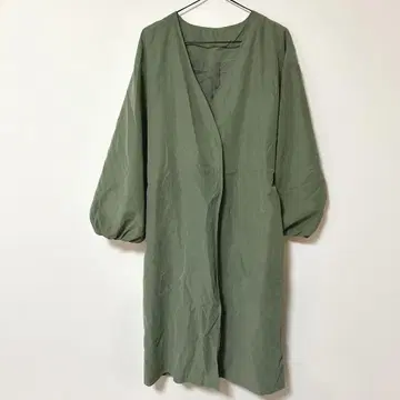 스프링 코트 롱 코트 그린 계열 리본 캐주얼 귀여움 M