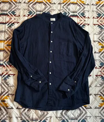 90s 00s J.Crew 린넨 셔츠 노카라 셔츠