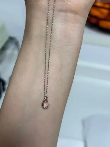 핑크 눈물형 펜던트 목걸이