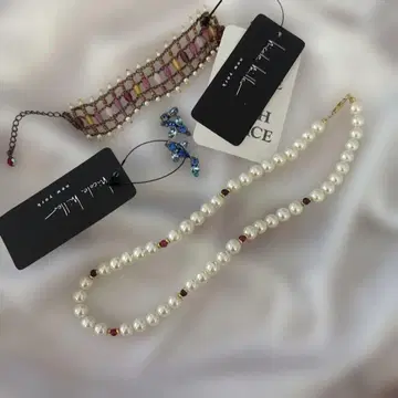 펄 비즈 목걸이와 팔찌, 귀걸이 세트