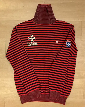 르꼬끄 스포르티브 터틀넥 스웨터 긴팔 셔츠 보더 무늬 데상트