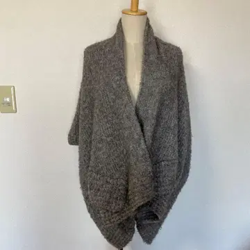 쿠미쿄쿠 판초 울 알파카 혼방 M 그레이