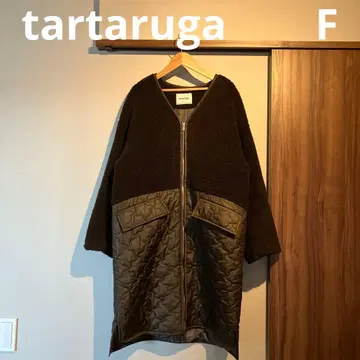 타타루가 보아 퀼팅 롱 코트 브라운 루즈핏 경량