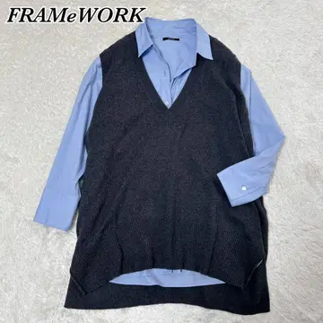 FRAMeWORK 캐시미어 혼방 니트 베스트 차콜 그레이 루즈핏