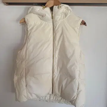 nano universe 후드 부착 다운 베스트 아이보리