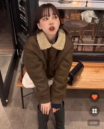 nugu VISCO 부클레 컬러 크롭 무스탕 자켓