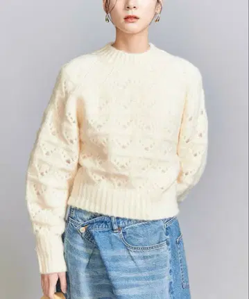 BEAUTY&YOUTH 시스루 니트 크루넥 풀오버