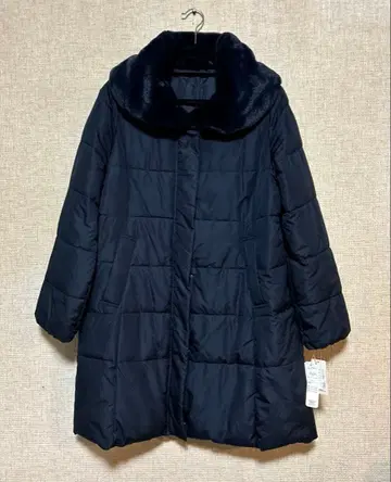 [택 포함 새상품] 퍼 포함 코트 솜 충전 네이비