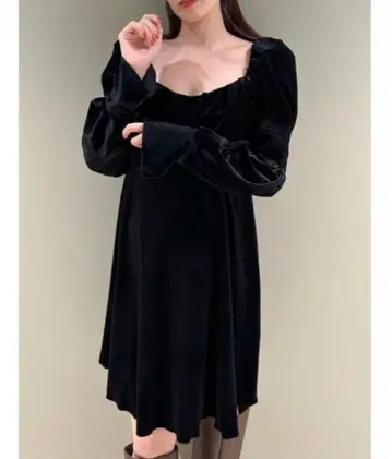 원피스 스나이델 블랙 미니 벨로아 SNIDEL 긴팔