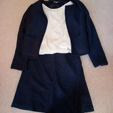 네이비 자켓 스커트 세트 화이트 블라우스