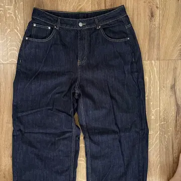 다크 블루 데님 스트레이트 팬츠