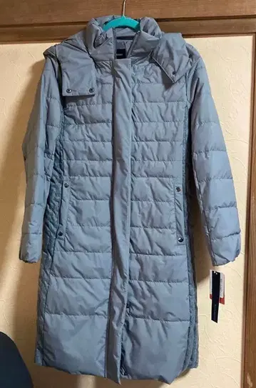 그레이 후드 부착 롱 자켓