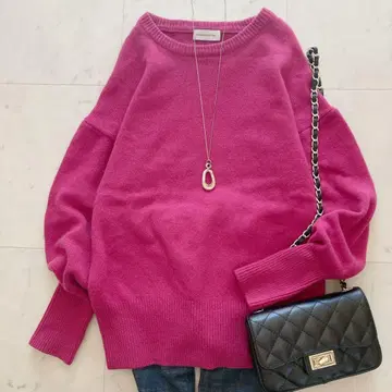 새상품급 밴야드 스톰 AQUA 크루 니트 캐시미어 혼방 핑크