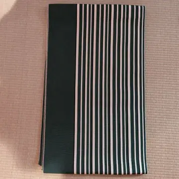 그린과 화이트 스트라이프 후쿠로 나고야 오비 순수 실크