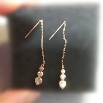 새상품급 쥬얼리 츠츠미 k10 핑크 골드 하트형 아메리칸 귀걸이