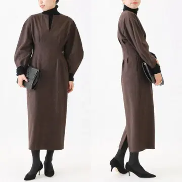 VERMEIL par iena 울 허리 쉐이프 퍼프 슬리브 원피스