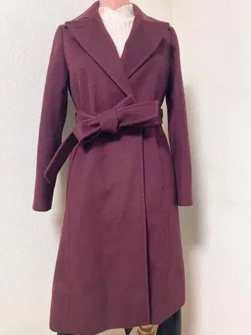 버건디 벨트 울 코트 7호