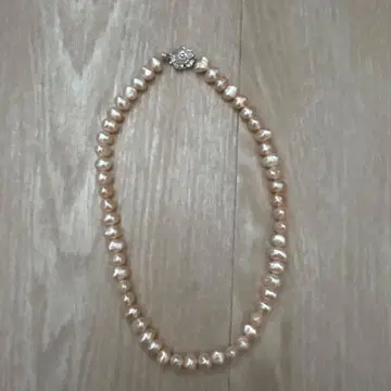 담수 핑크 진주 목걸이 실버 클로징