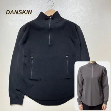 댄스킨 하프 지퍼 상의 티셔츠 풀오버 블랙