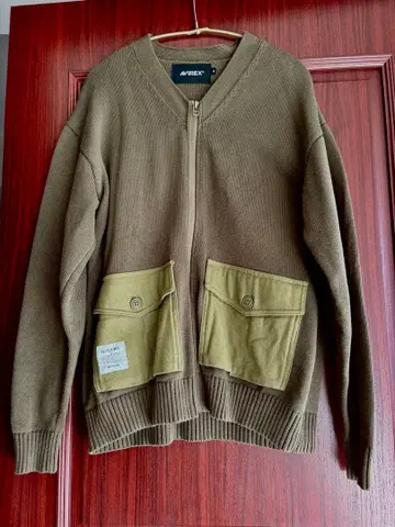 AVIREX 집업 니트 자켓 M 올리브 그린