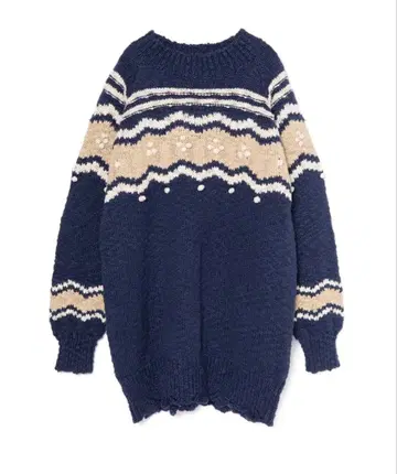 [ 미개봉 ] 웨이브 라인 니트 원피스 네이비