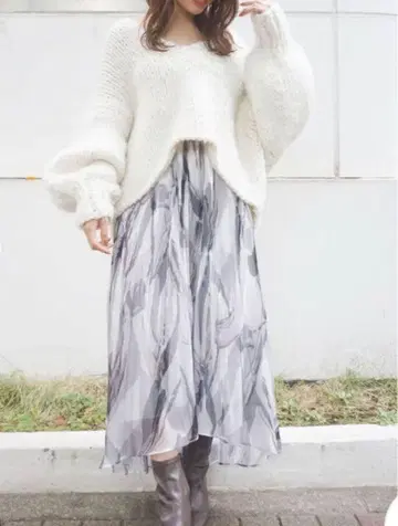 MERCURY DUO 메탈릭 플리츠 그라데이션 롱 스커트