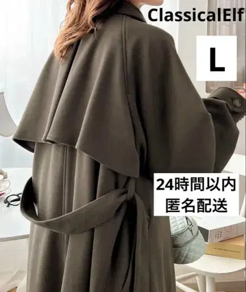 새상품급 classicalelf 2way 스탠드 카라 롱 코트 브라운 L