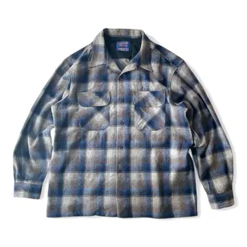 PENDLETON 옴브레 울 셔츠 L 블루 그레이 브라운 새상품급