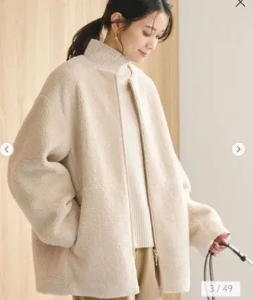 새상품 그린 라벨 릴랙싱 보아 노카라 블루종 내추럴 SHORT