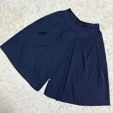 DONEEYU 가우초 팬츠 플리츠 루즈핏 심플 네이비(M 상당)