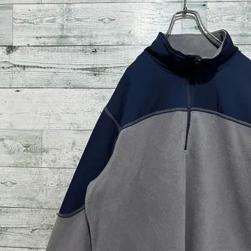 [ 스타터 ] 최고 디자인 레트로 빅 루즈 레어 플리스 하프 지퍼