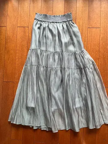 JILL by JILL 실버 플레어 롱 스커트 FR