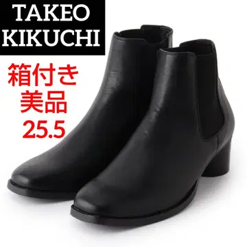 새상품급 박스 포함 다케오 키쿠치 힐 부츠 블랙 사이드 고어 25.5