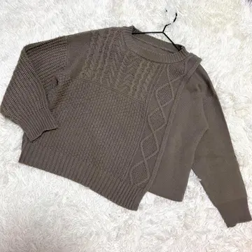 INTERPLANET 케이블 짜임 니트 아지메 숏 기장 브라운 ( F )