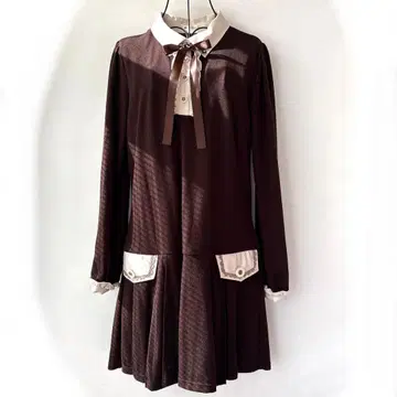 axes femme 브라운 리본 포함 원피스 모리걸 걸리시