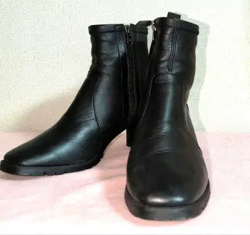 긴자 카네마츠 블랙 가죽 부츠 25cm