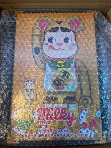 BE@RBRICK 마네키네코 페코짱 금 도금 축광 100% & 400%