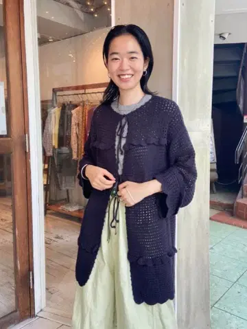 BEAMS BOY / 프릴 니트 가디건