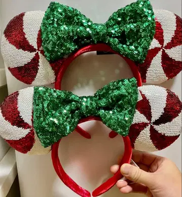 2개 세트 새상품 해외 디즈니 머리띠 캔디 스팽글 빨간색