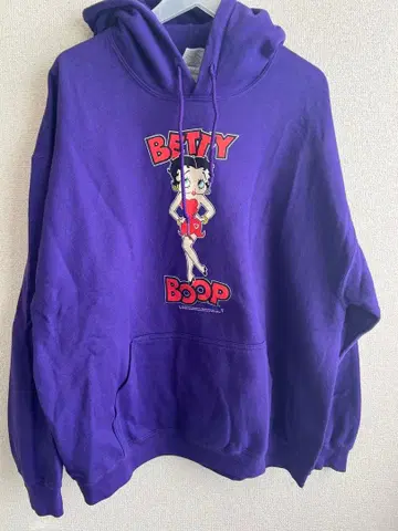 베티 붑 후드 부착 맨투맨 XL 보라색