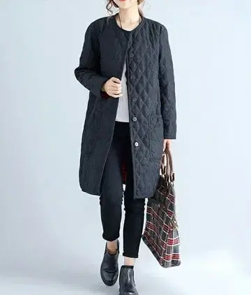 퀼팅 코트 노카라