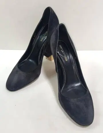 [ 새상품급 ] 세르지오로시 펌프스 네이비 24cm 청키힐 스웨이드