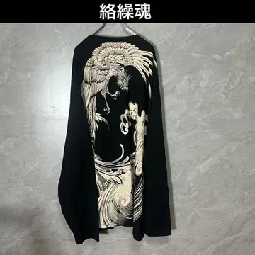 카라쿠리타마시 롱T 일본풍 패턴 티셔츠 빅 사이즈 6L 봉황
