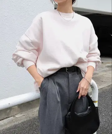 앤도미 속기모 오버 사이즈 맨투맨 핑크