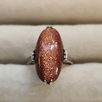 14호 극상 브라운 금석 실버 천 본 시스루 반지