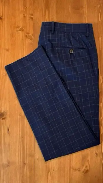 PT TORINO 네이비 체크 코튼 팬츠 사이즈 46