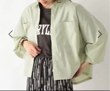 GLOBAL WORK 365일 마이스타일 크롭 셔츠 탁한 민트 새상품